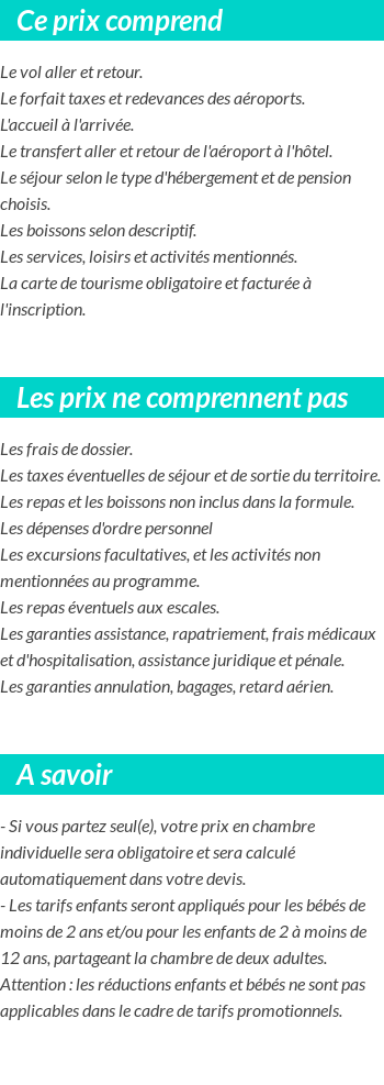 Conditions tarifaires