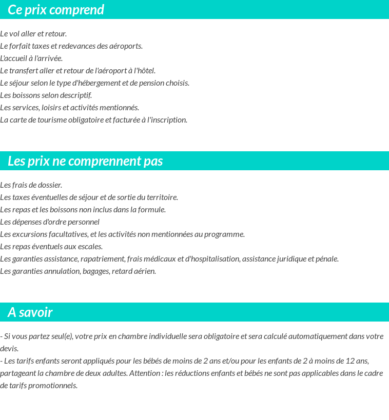 Conditions tarifaires