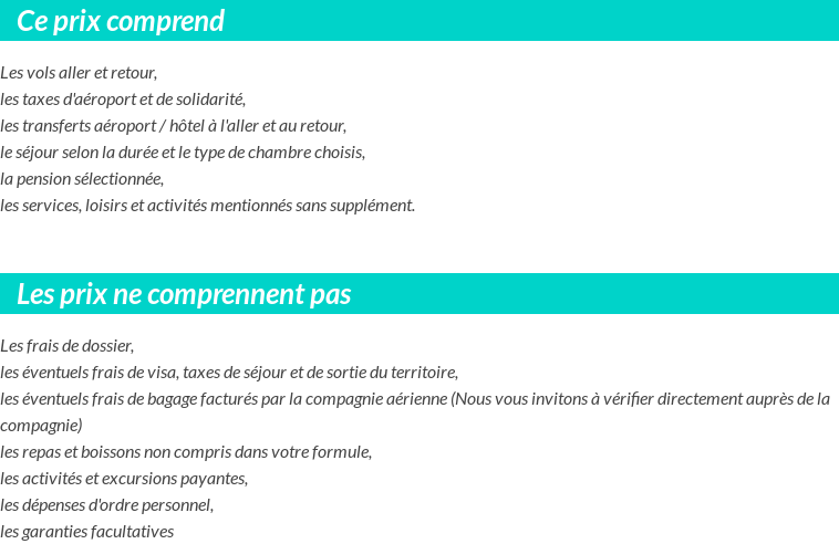 Conditions tarifaires