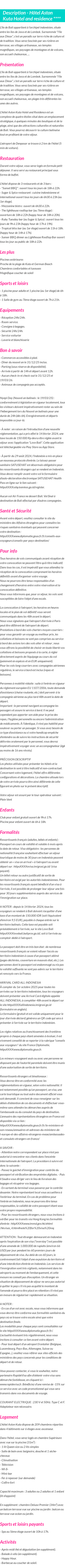 Détails du séjour