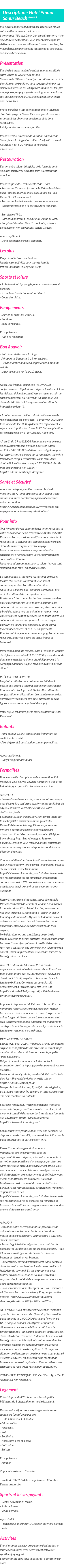 Détails du séjour