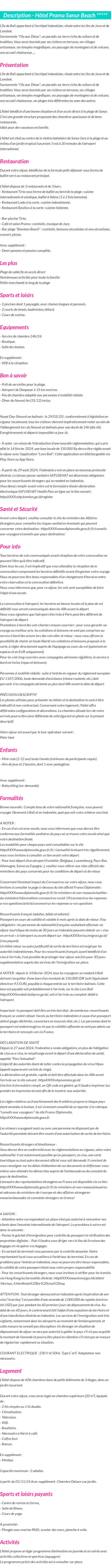 Détails du séjour
