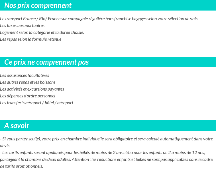 Conditions tarifaires