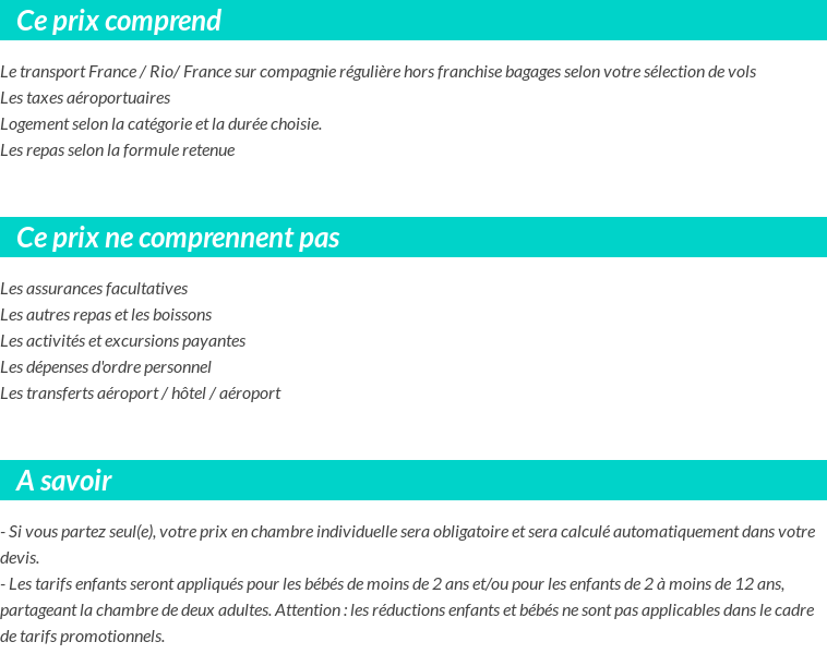 Conditions tarifaires