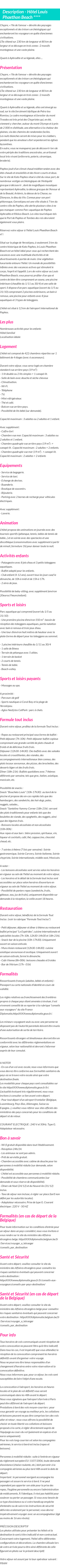 Détails du séjour
