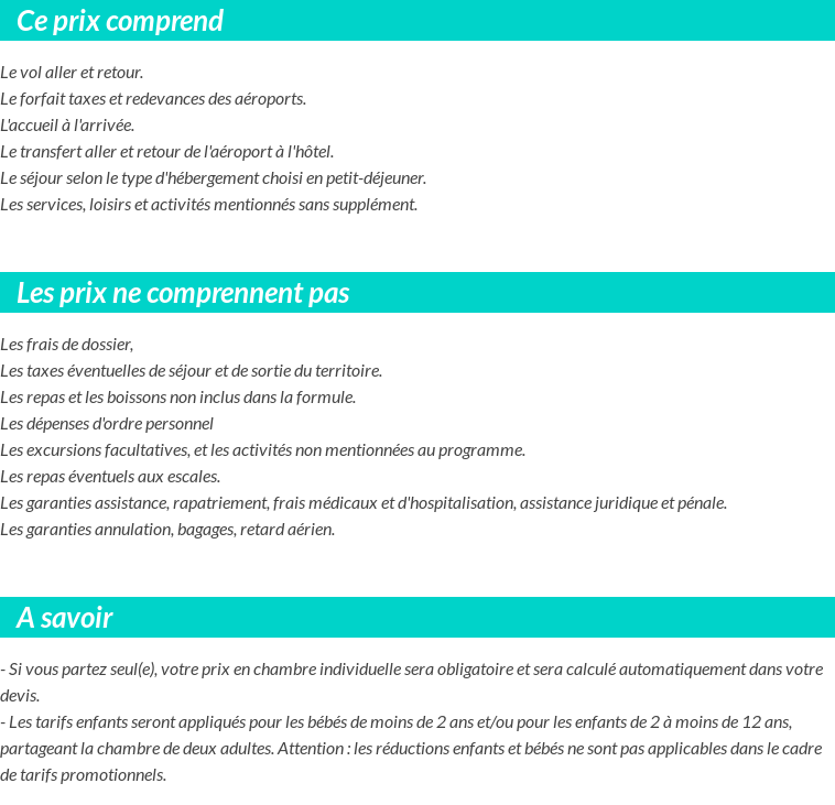 Conditions tarifaires