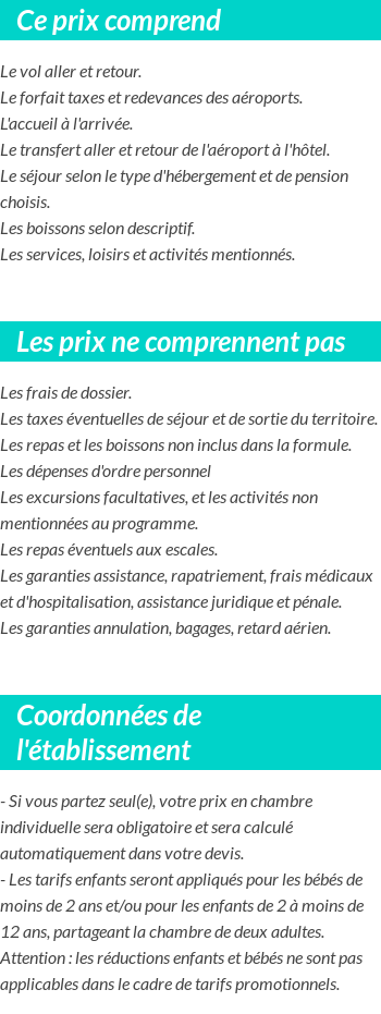 Conditions tarifaires