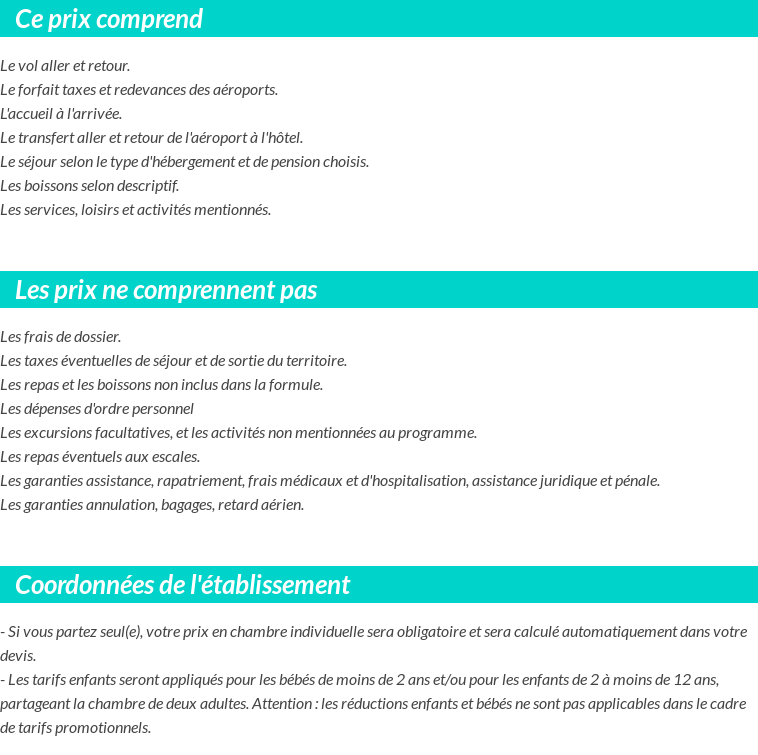 Conditions tarifaires