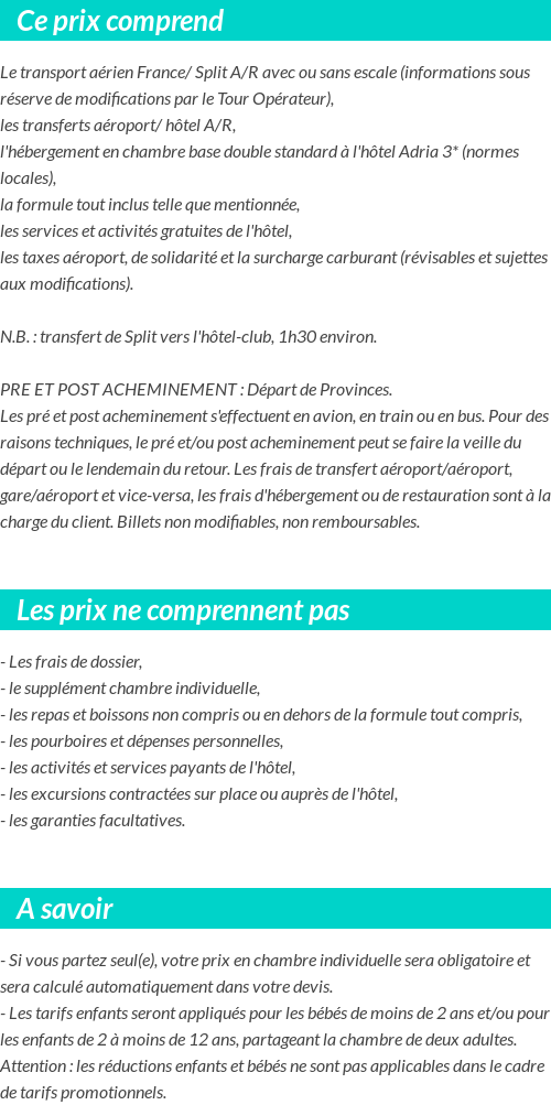 Conditions tarifaires