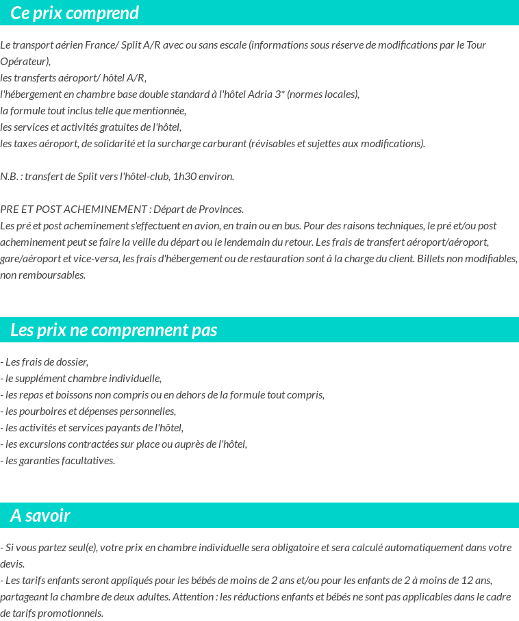 Conditions tarifaires