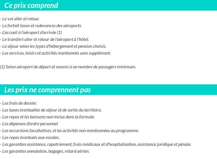 Conditions tarifaires