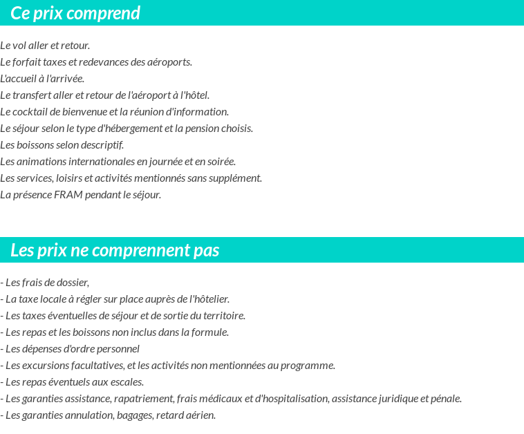 Conditions tarifaires