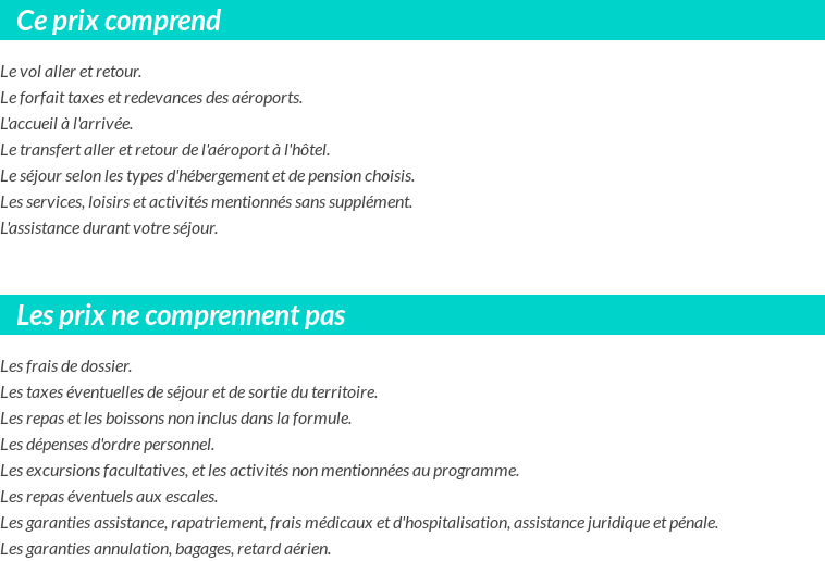 Conditions tarifaires