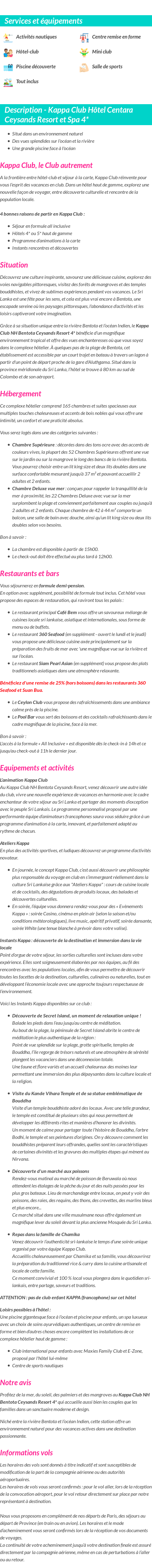 Détails du séjour