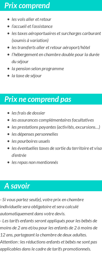Conditions tarifaires