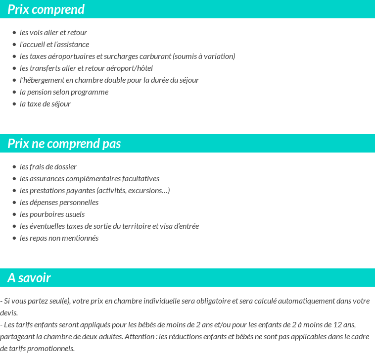 Conditions tarifaires