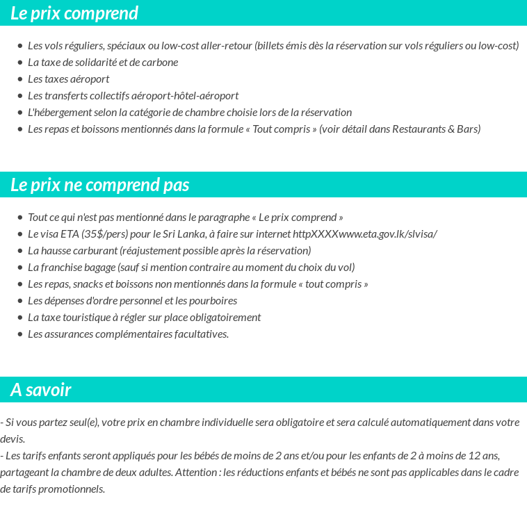 Conditions tarifaires