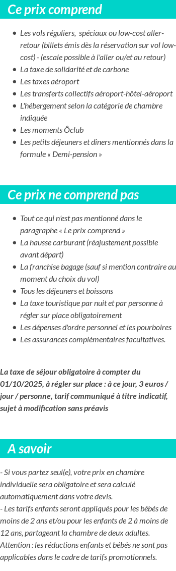 Conditions tarifaires