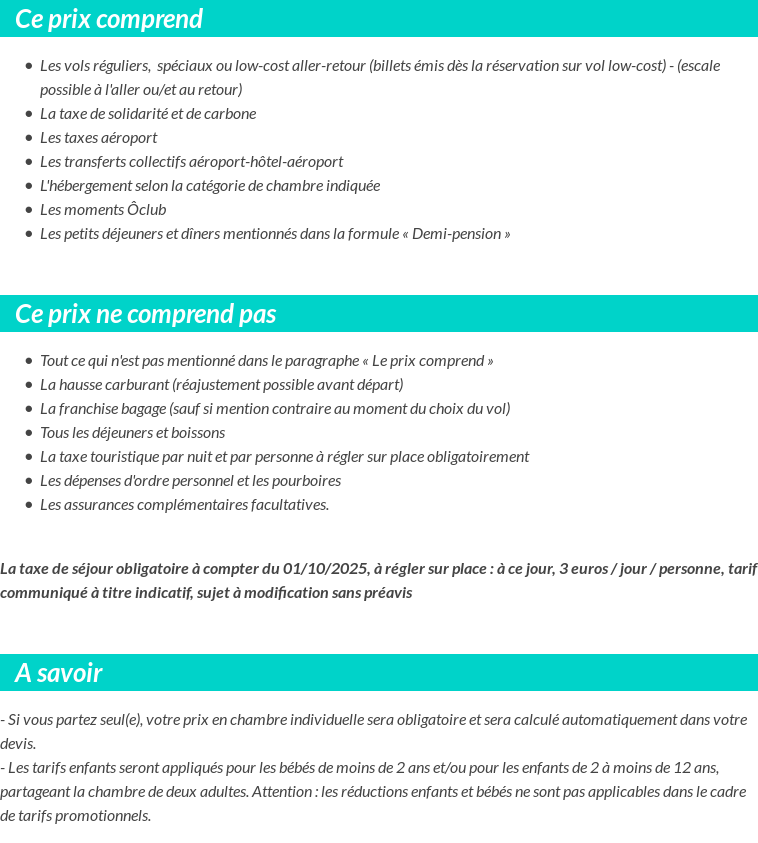 Conditions tarifaires