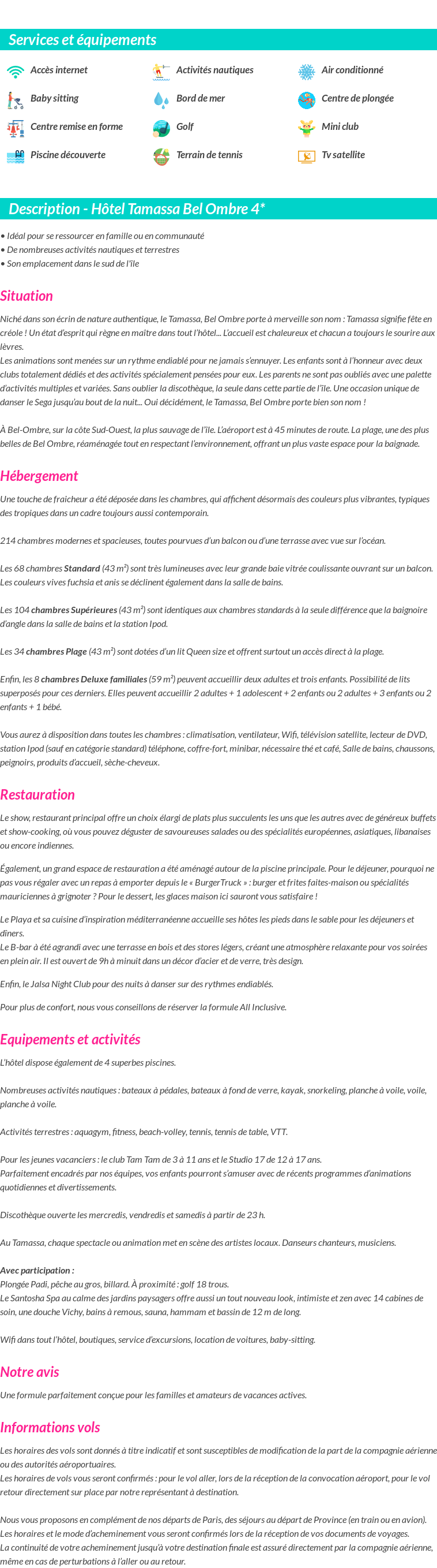Détails du séjour
