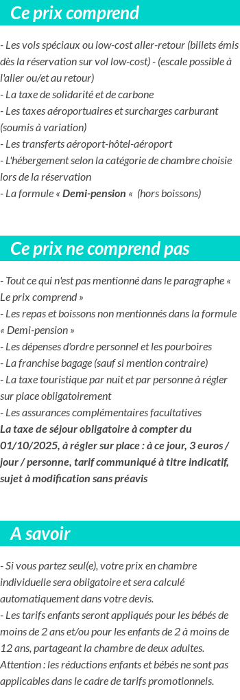 Conditions tarifaires