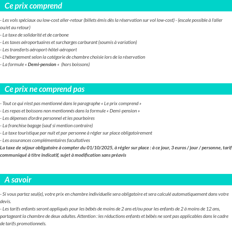 Conditions tarifaires