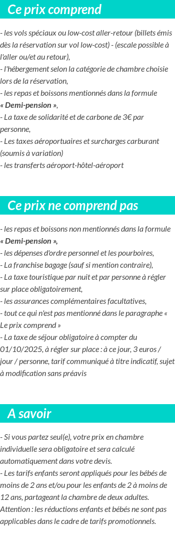 Conditions tarifaires