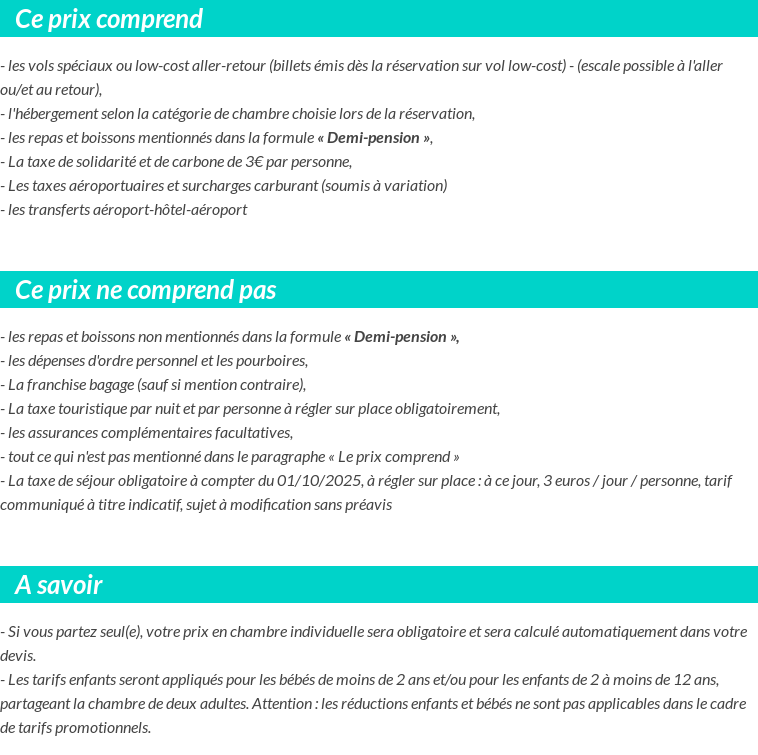 Conditions tarifaires