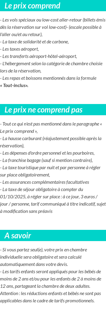 Conditions tarifaires