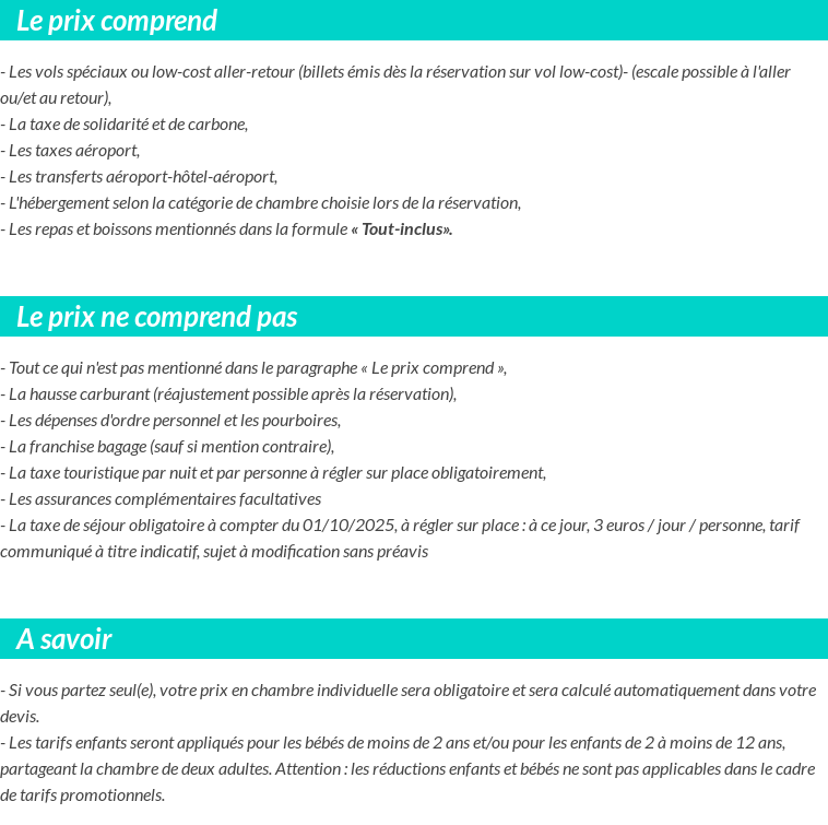 Conditions tarifaires