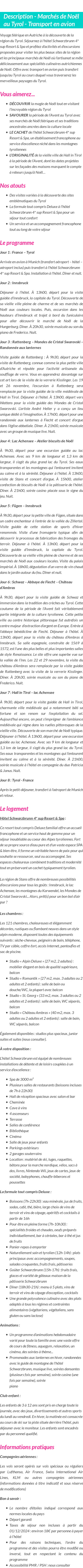 Détails du séjour