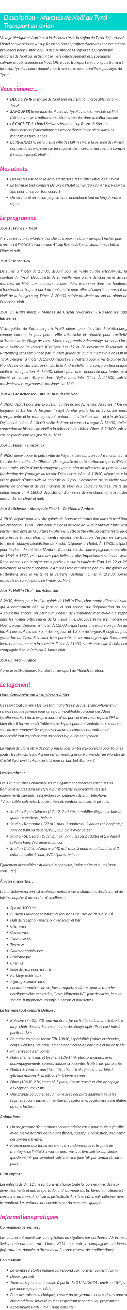 Détails du séjour