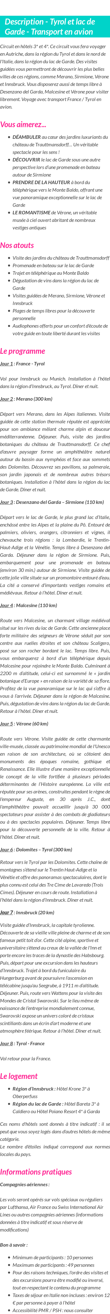 Détails du séjour