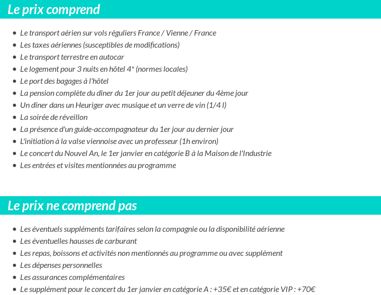 Conditions tarifaires