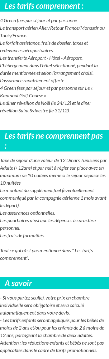 Conditions tarifaires