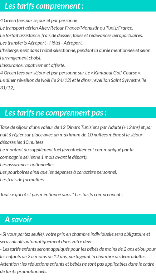 Conditions tarifaires