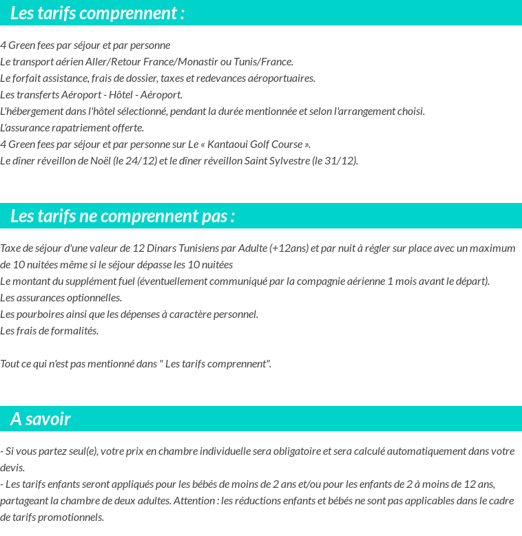 Conditions tarifaires