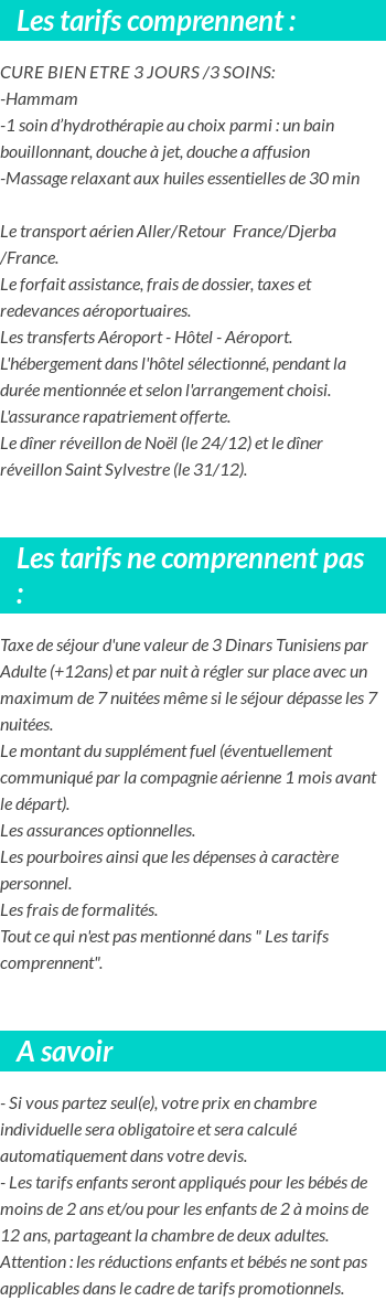 Conditions tarifaires