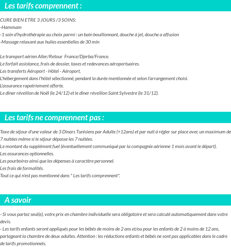 Conditions tarifaires