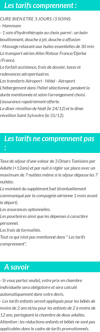 Conditions tarifaires