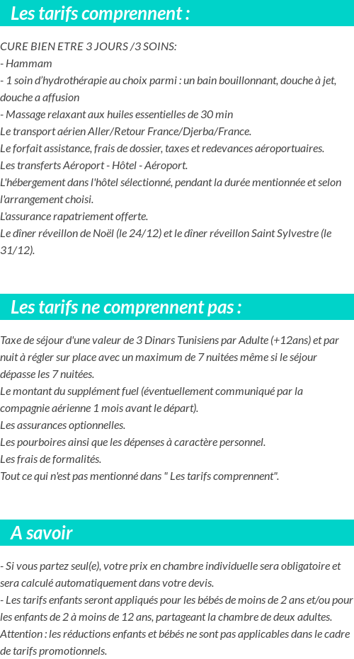 Conditions tarifaires