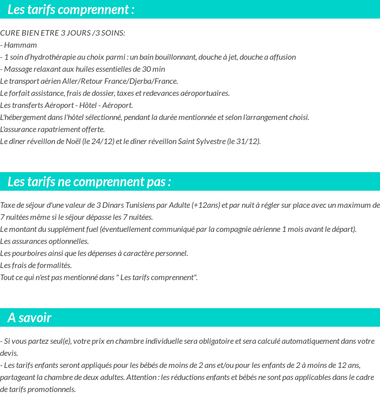 Conditions tarifaires