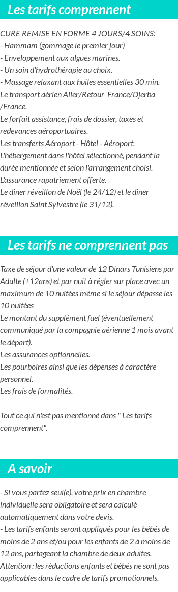 Conditions tarifaires