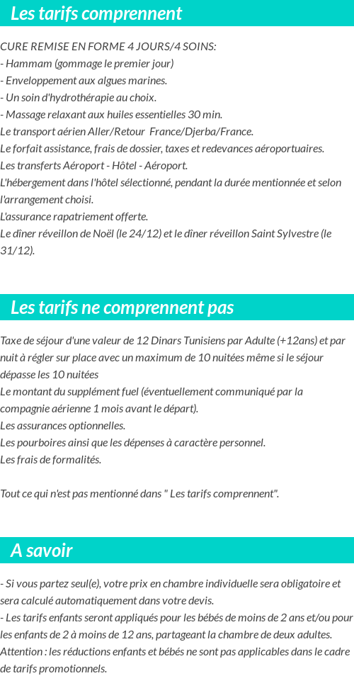 Conditions tarifaires