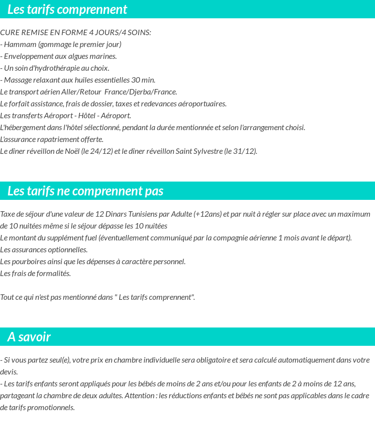 Conditions tarifaires