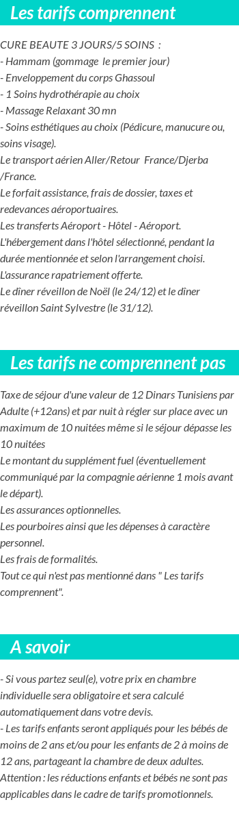 Conditions tarifaires