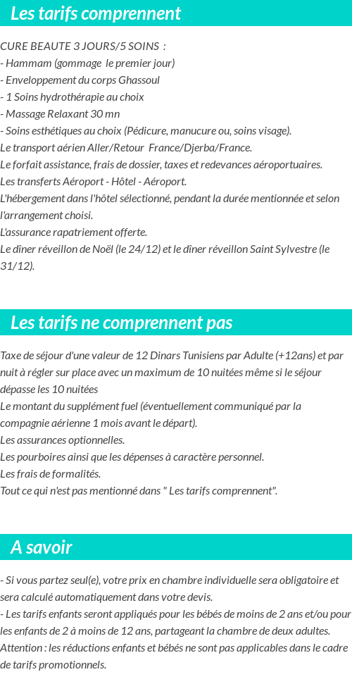 Conditions tarifaires