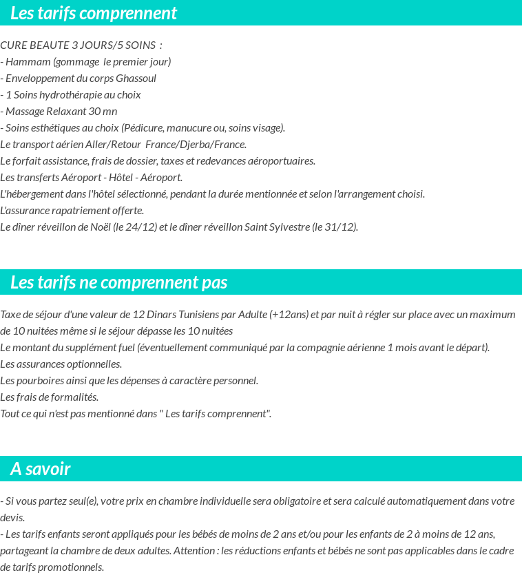 Conditions tarifaires