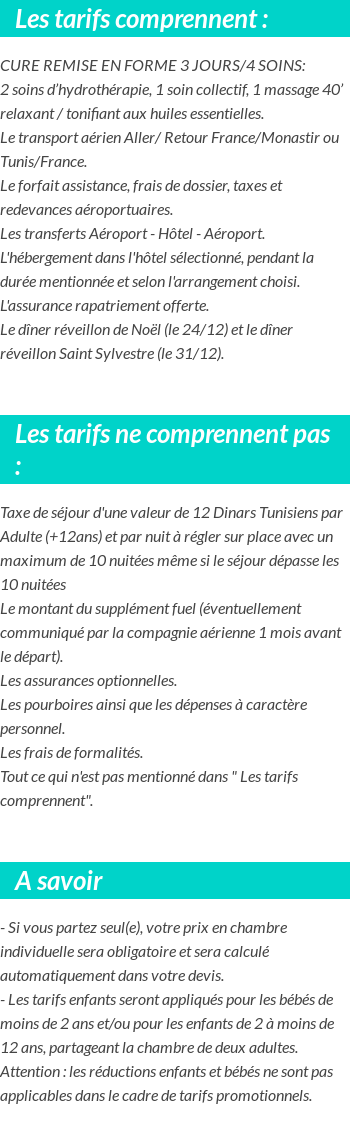Conditions tarifaires