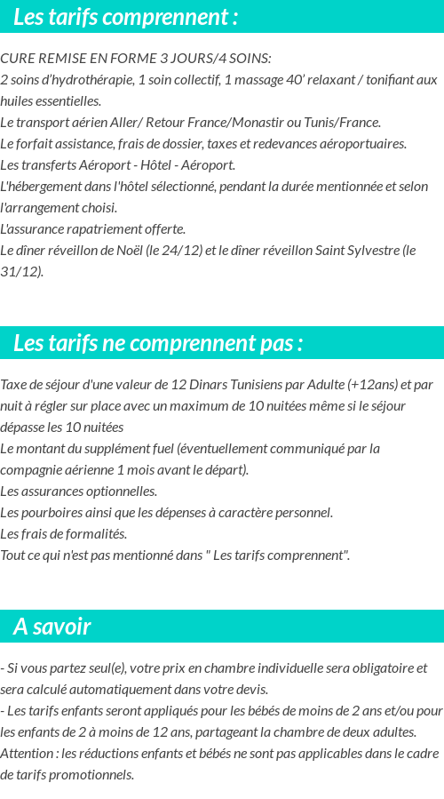 Conditions tarifaires